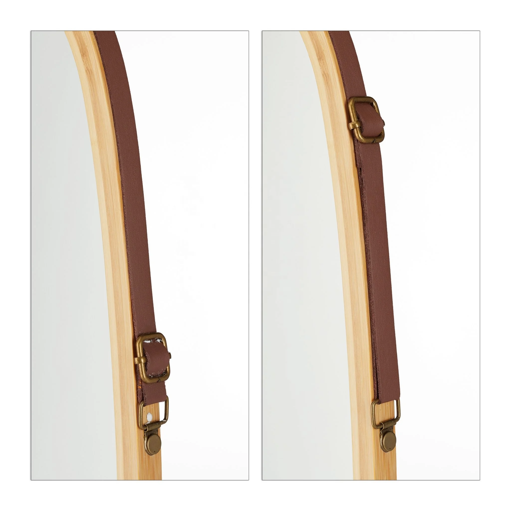 Simple Hanging Wooden Framed Wall Bamboo Vanity Framed Mirror For Hotel Bathroom Wall Art Decor