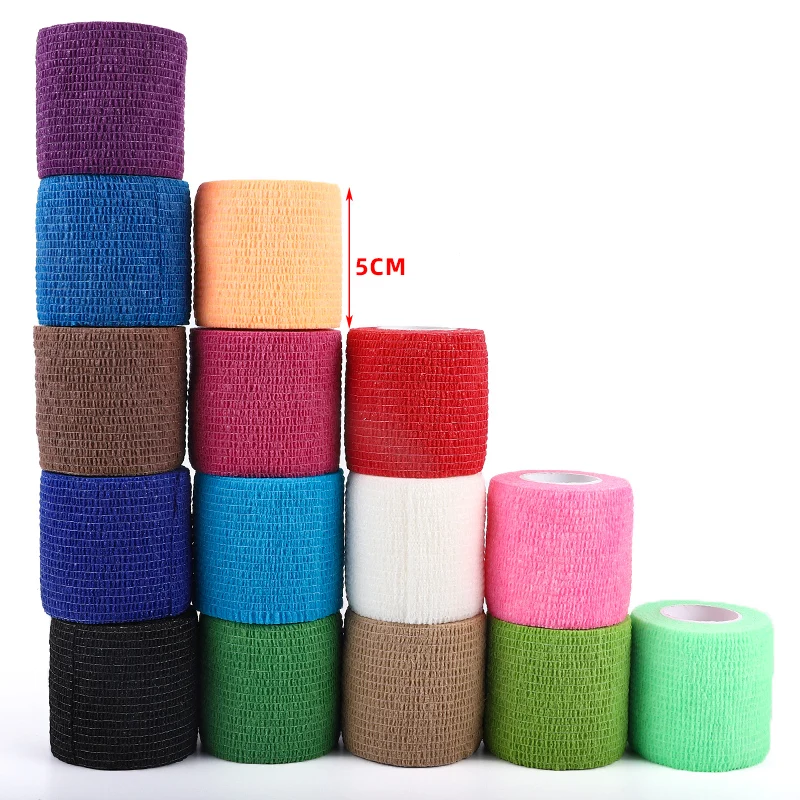 Wholesale Price 5cm Solid Color Adhesive Medical Gauze Bandage Wrap