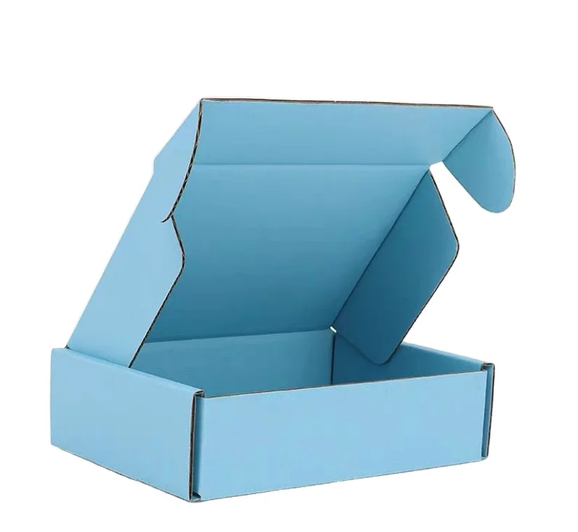 Manufacturers Foldable Blue Custom Empty Corrugated Cardboard Gift Paper Box Mailing Shipping Packaging Boxes