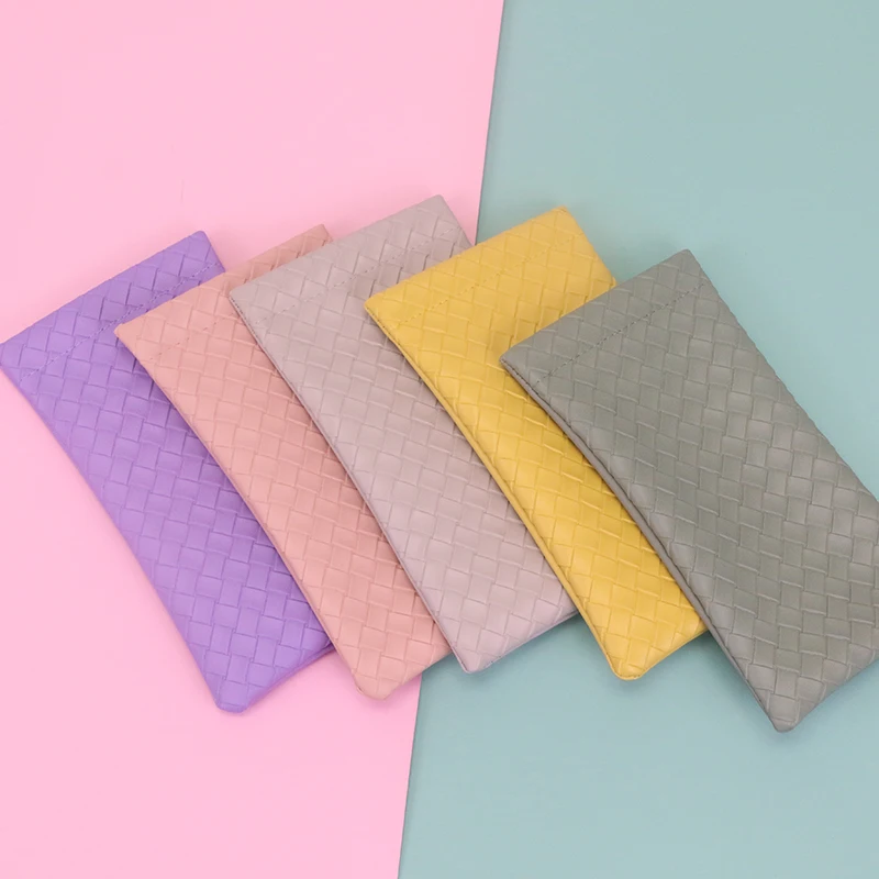 New Case Pouch Leather Eyeglasses Faux Suede Eyeglasees Packaging Bag With Flap Pouches For Sunglasses