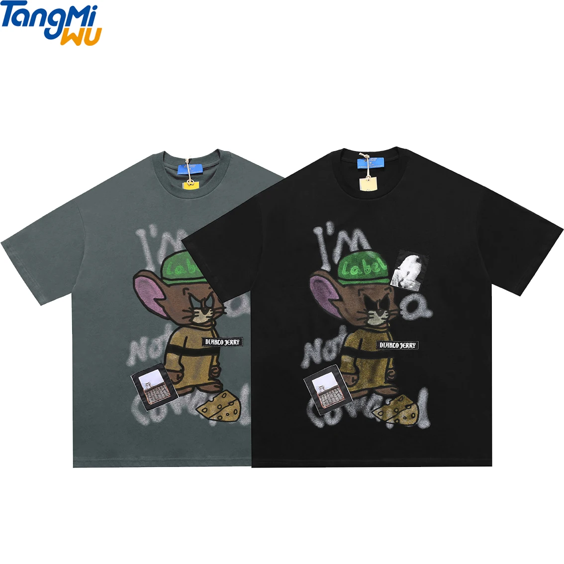 Летняя модная уличная одежда унисекс с принтом Джерри, новинка 2021, Мужская футболка большого размера с мультяшным графическим принтом, на заказ