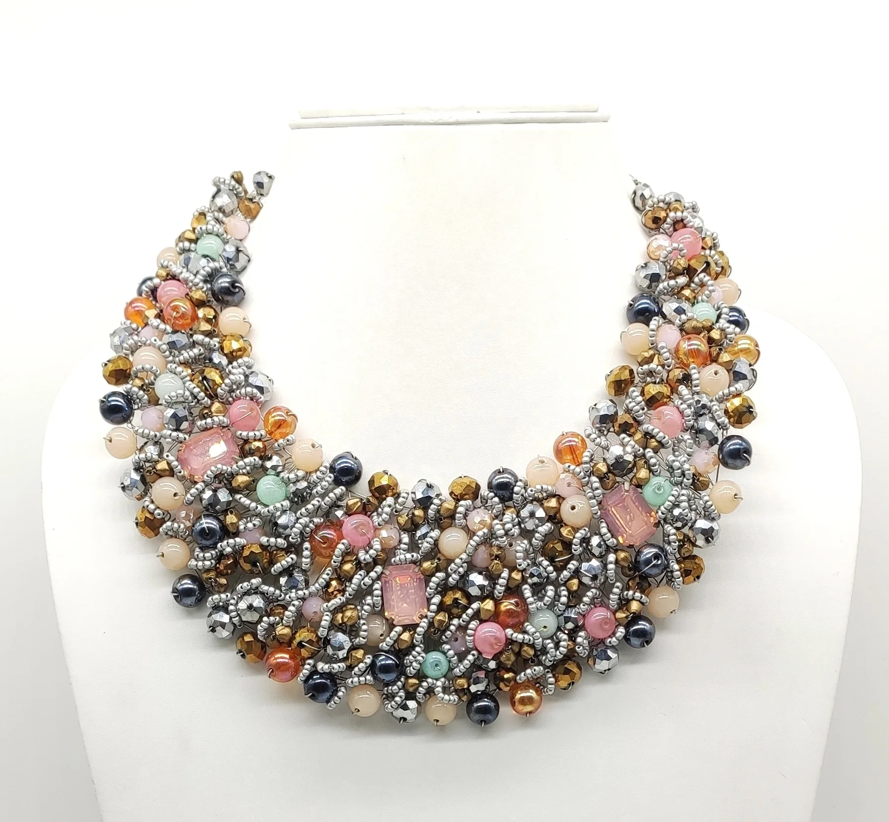 Handmade detailed women new trendy bib choker chain necklace from india fashion accessories