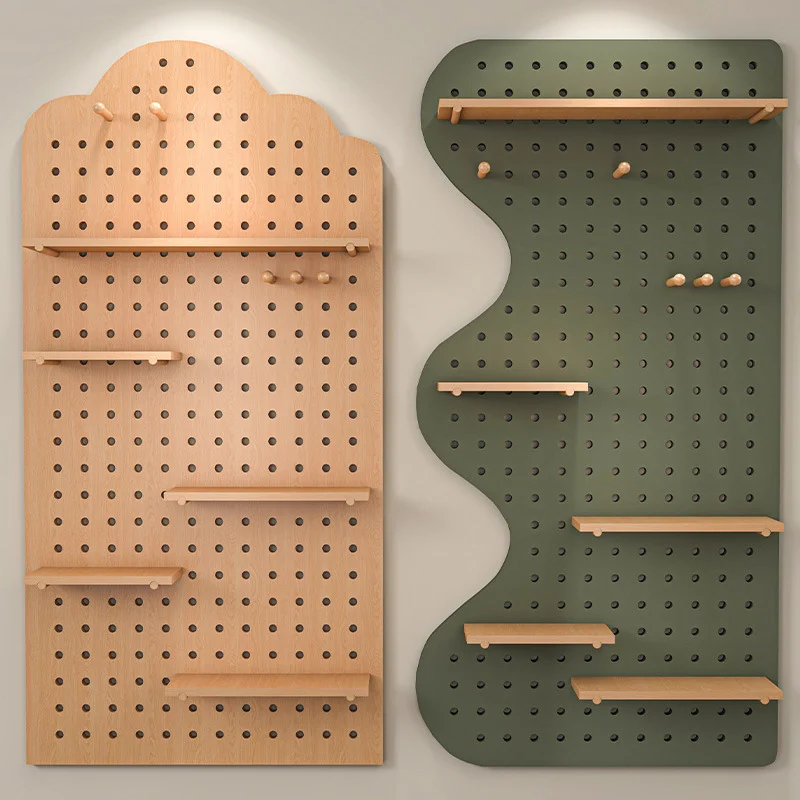 Wholesale Wall Pegboard Wall Solid Wood Perforated Board Multifunctional Display Rack