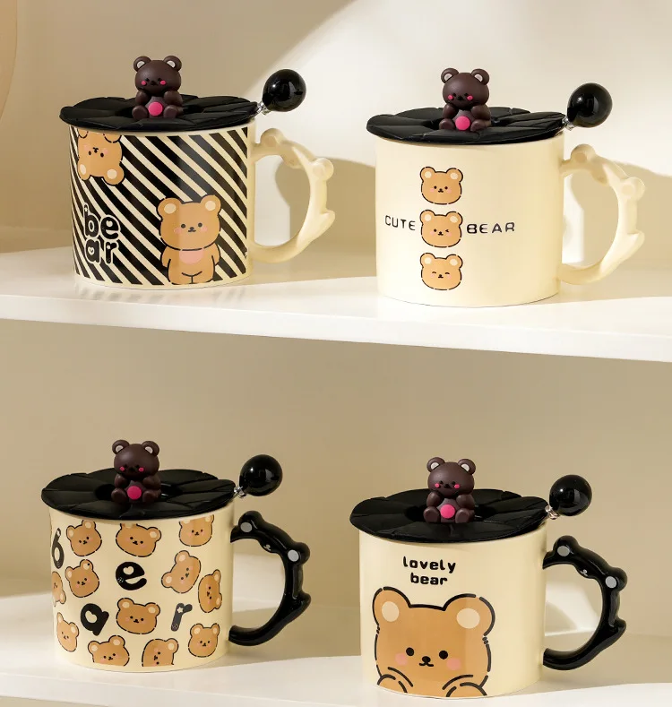 Harmony Popular Reusable portable Eco-Friendly Promotional Lovely Cartoon Bear Ceramic Cups Mug