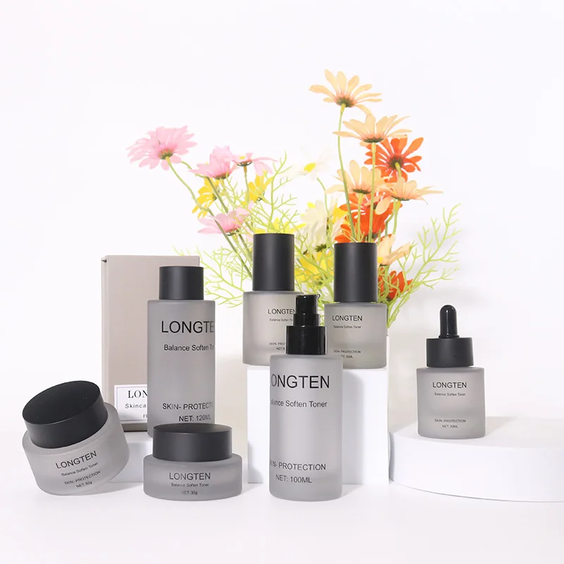 Luxury Skincare Packaging 1oz 2oz 30 50 100Ml Empty Clear Cream Cosmetic Glass Jar Lotion Pump glass Glass Bottle With Cap Lid