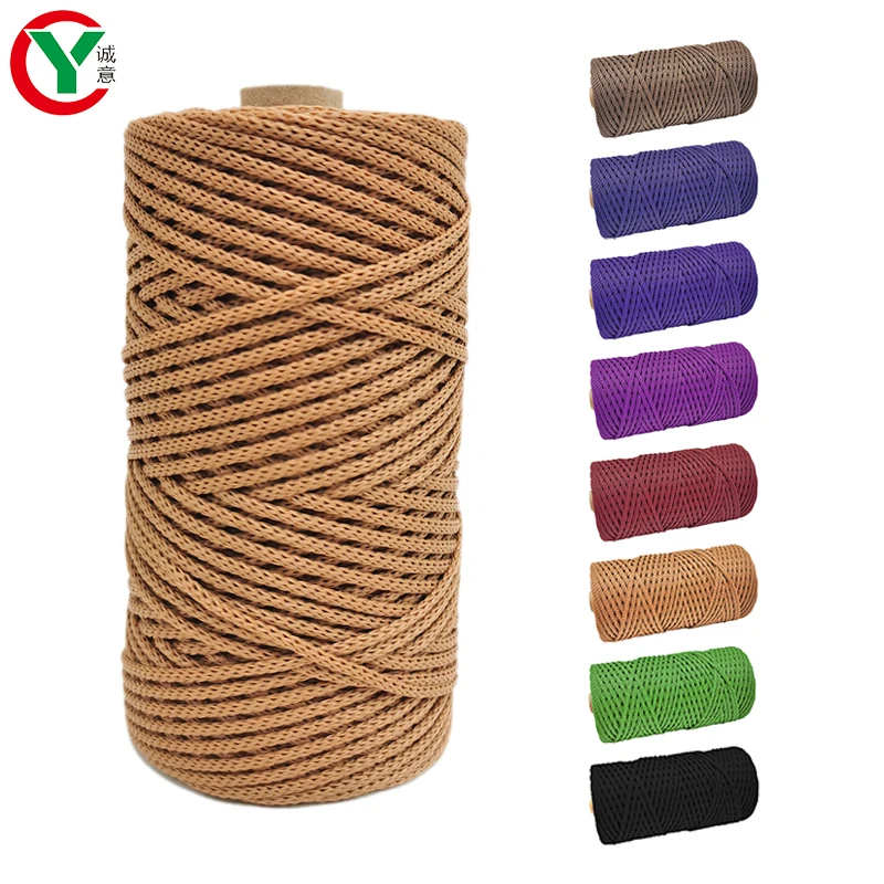 Wholesale Hollow Rope 3mm 4mm 5mm 6mm Thick Crochet Yarn Light Viscose Polyester Thread for Hand Hook Sun Hat Cushion