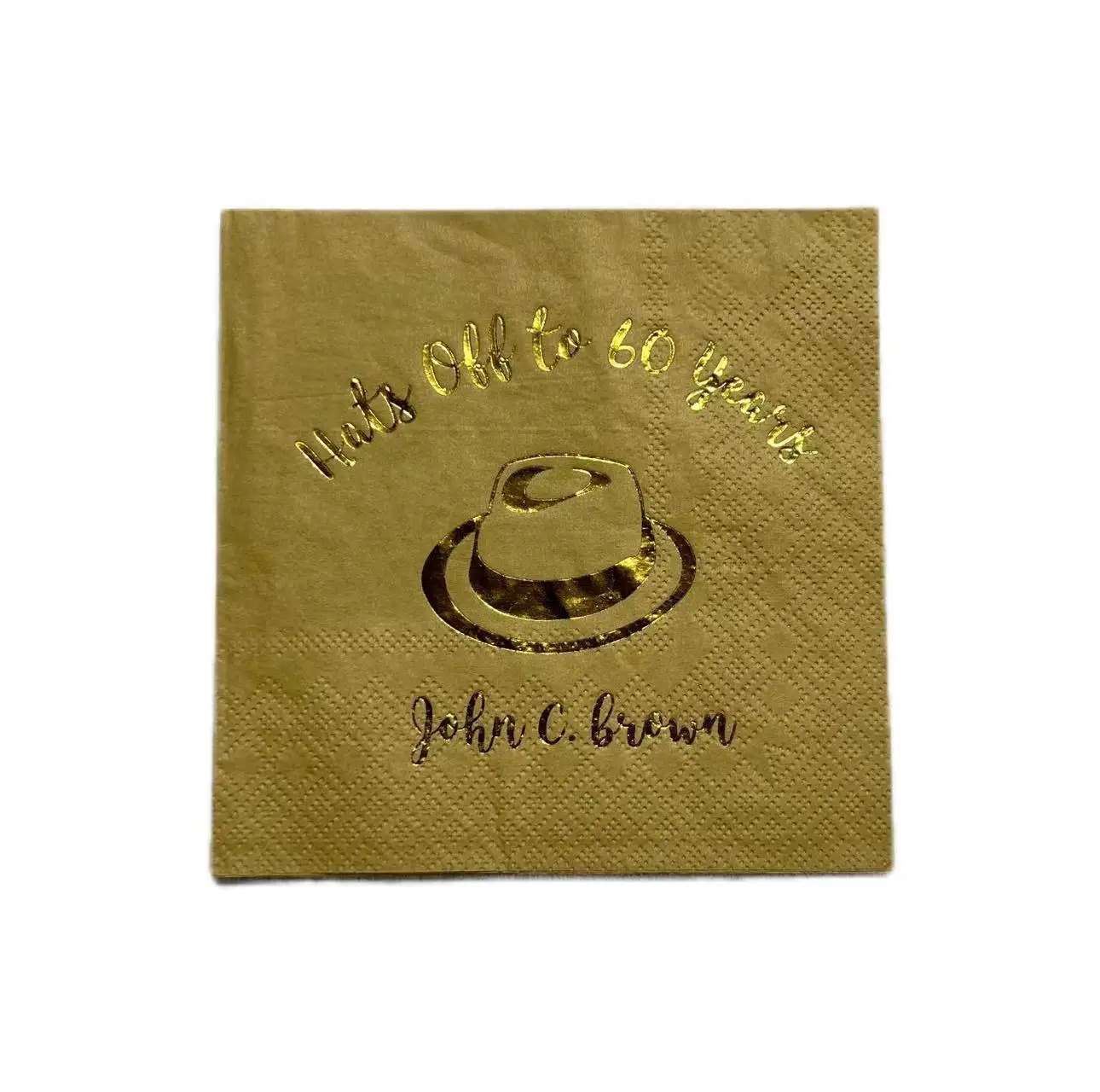 Customized Logo Beautiful Design Paper Napkins Gold Foil Printed Paper Napkins Hot Stamping Napkins
