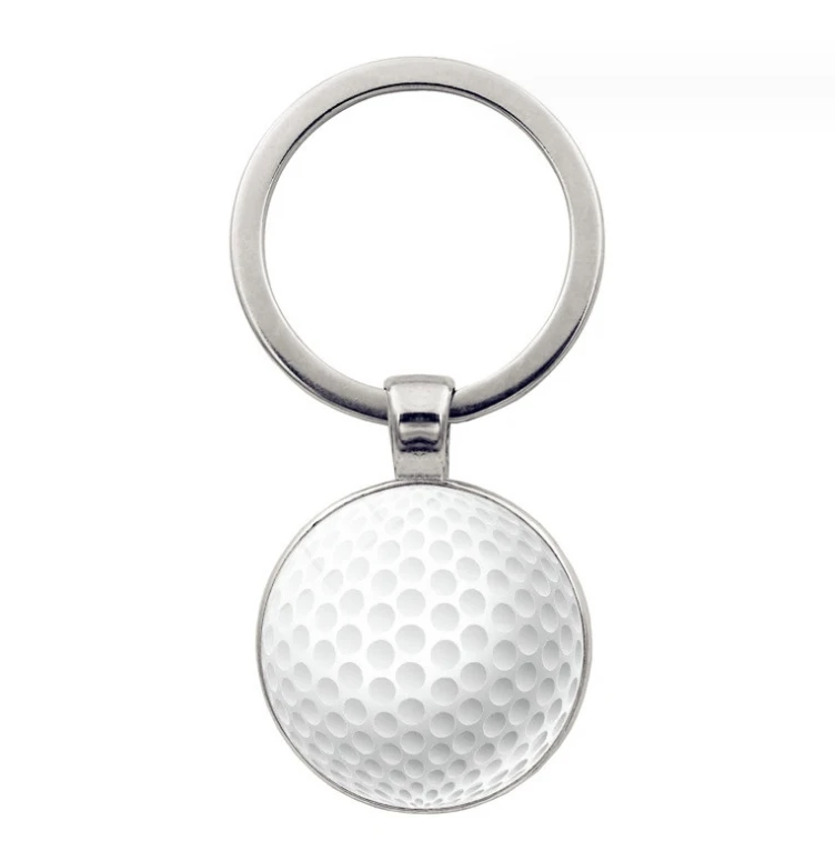 Custom Basketball Keychain Glass Ornaments Football Tennis Volleyball Billiards Golf Baseball Bowling Pendant