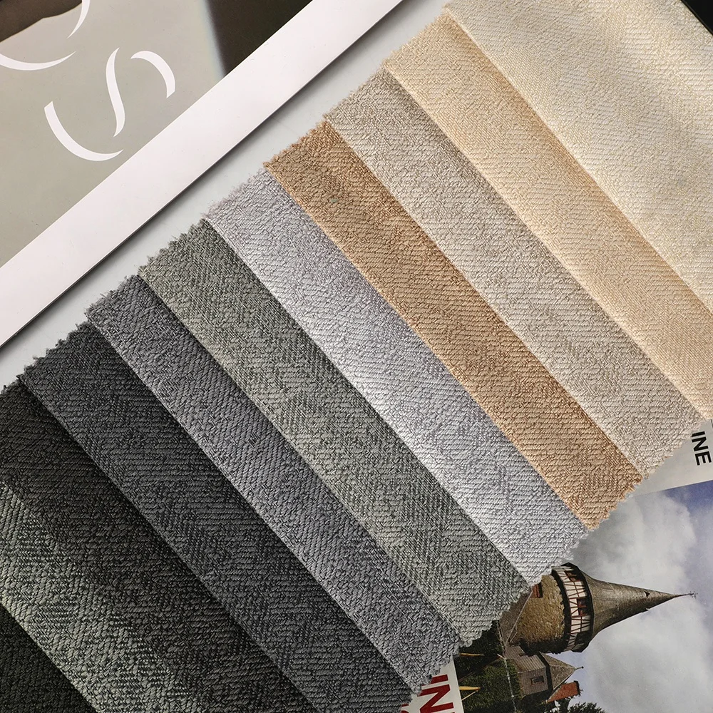 100% Polyester Jacquard Sofa Fabric Linen Upholstery Fabric with Various Colors for Furniture Use
