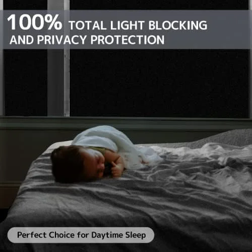 White Blackout Window Film 100% Light Blocking Film Room Darkening Window Cover for Privacy Day Sleep Sun Blocking