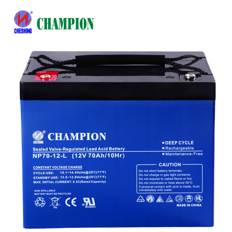 CHESHING CHAMPION герметичная свинцово-кислотная глубокая батарея bms 12v70ah призматические водонепроницаемые батареи для инвертора ups кемпинга