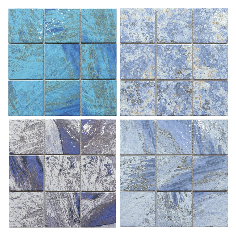 Modern Gloss Ceramic Swimming Pool Mosaic Tiles Hexagon Square Villa Wall Bathroom Kitchen External Wall Glass Marble Stone