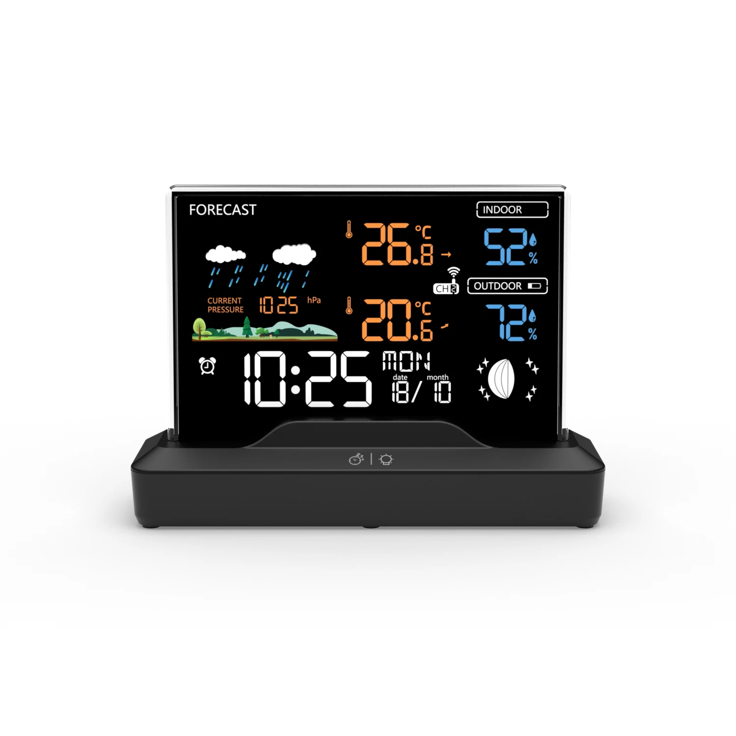 Wi-Fi Weather Station Indoor/Outdoor Remote Monitoring System Temperature Humidity Wireless Forecast Data Color Console