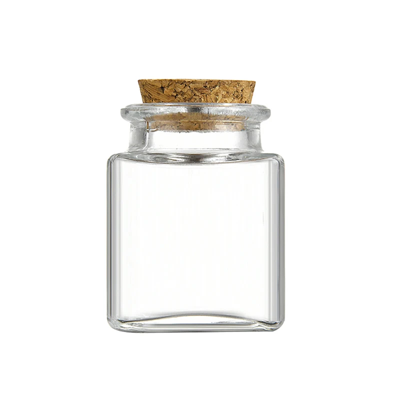 Multi functional 50ml 100ml 200ml mini glass kitchen storage jar glass seasoning bottle with Wooden Cork
