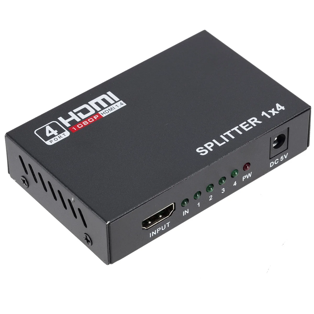 Factory OEM 1080p hdmi splitter 1 in 4 out hdmi splitter 1x4 hdmi splitter audio video extender with AC adapter