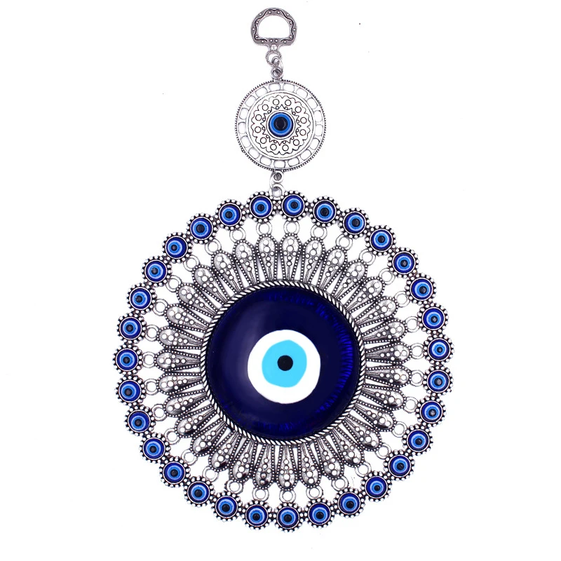 Creative living room European style silver metal retro blue Turkish eye decoration wall pendant jewelry home decoration