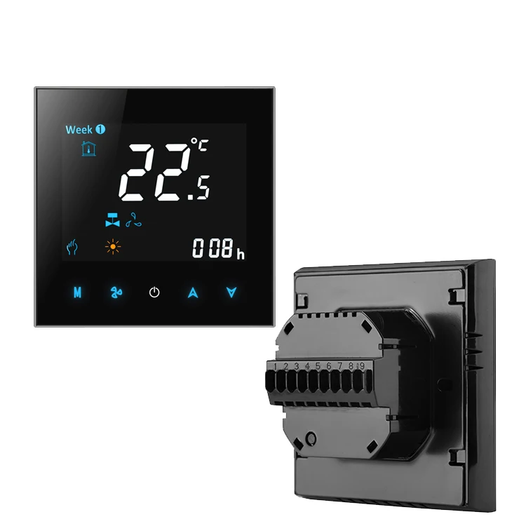 220 В регулятор температуры катушки вентилятора система охлаждения HVAC Bms FCU черный цифровой ЖК-контроллер поддерживает Alexa