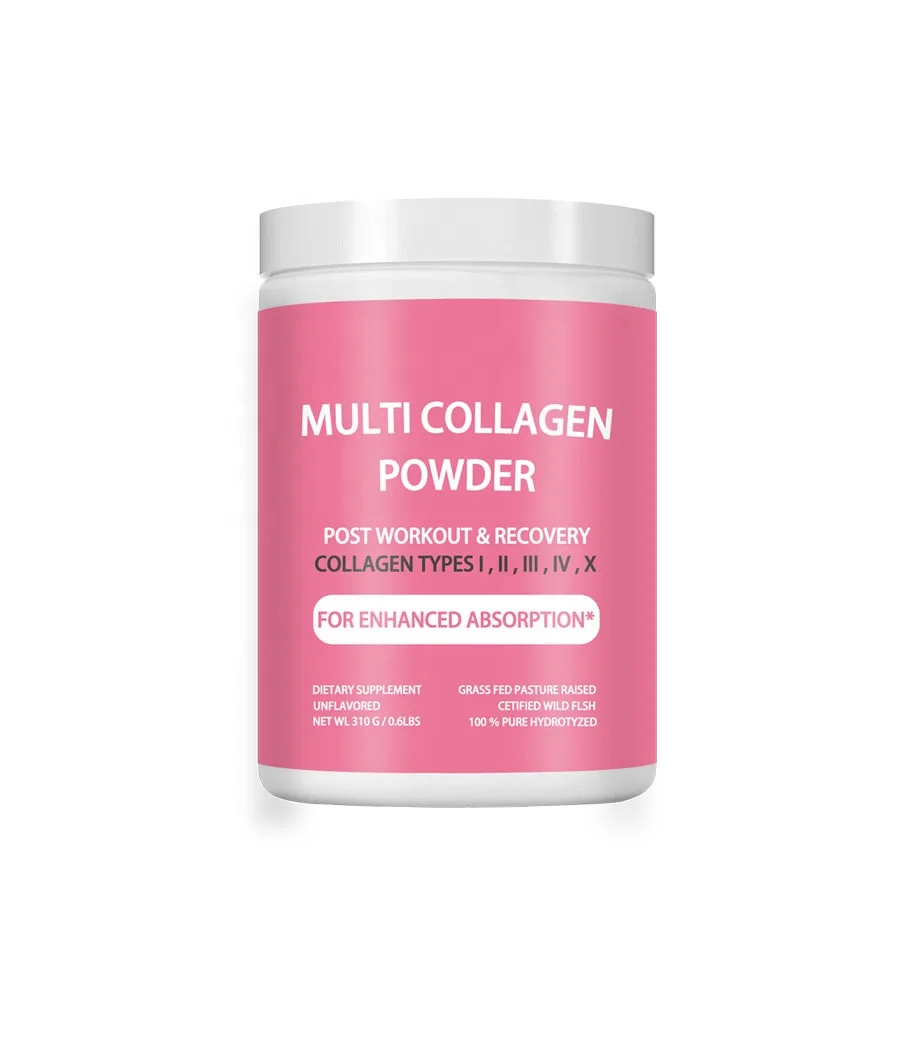 Multi collagen powder with hyaluronic acid unflavored grass feed cattle hide extract collagen peptide for hair skin beauty 300g
