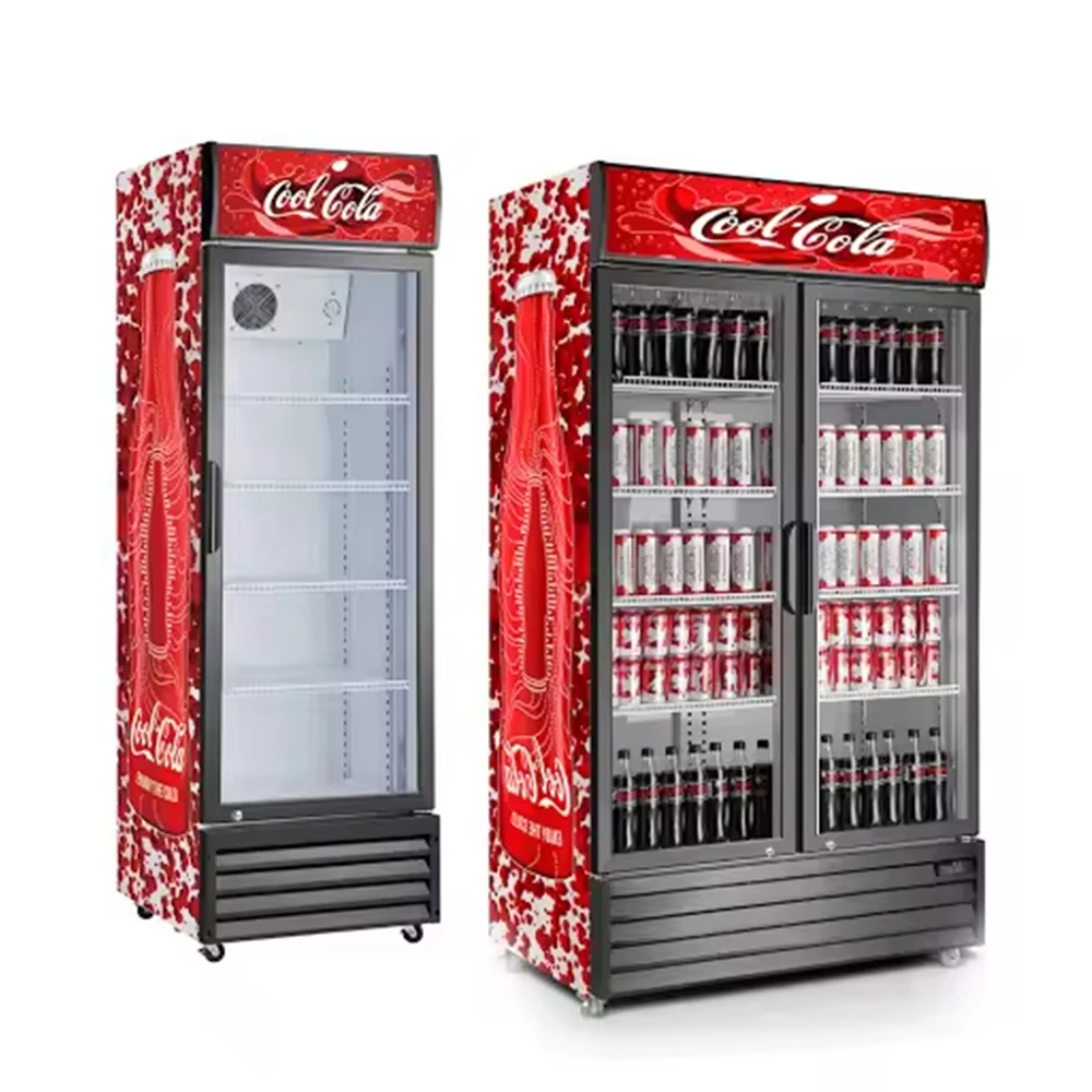 Rebirth OEM The Best Single Door Commercial Glass Display Showcase Drink Coolers Upright Fridge For Sale