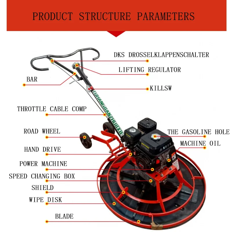Concrete Power Trowel Machine Walk Behind Road Helicopter Trowel Machine Ride on Power Trowel with Handle