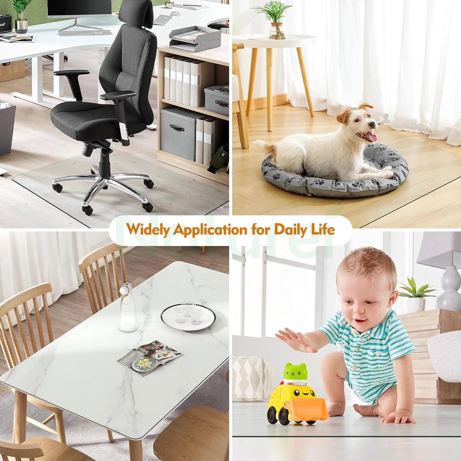 Polished Edge clear Glass Office Chair Mat Carpet Chair Mats for Rolling Chairs