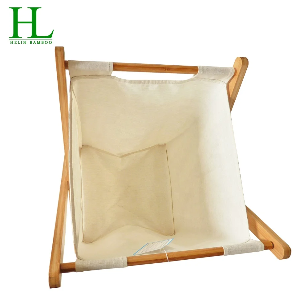 Бамбуковая X-образная корзина для белья, складная корзина для грязного белья