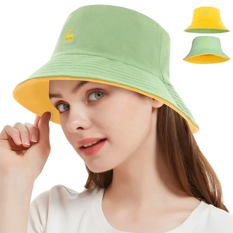Bucket hat embroidery print korean designer buckle wholesale funny bucket hat
