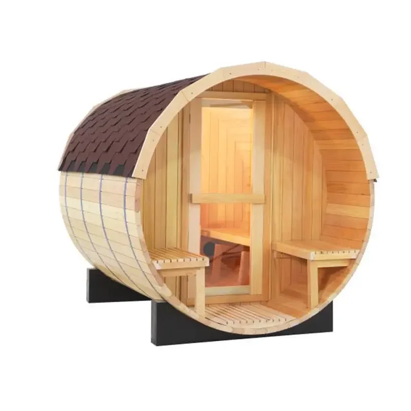 Hot Sale Custom Logo Outdoor Traditional Wooden Barrel Sauna Room with Harvia Stove and Stones
