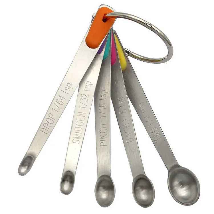5 шт. мерные ложки из нержавеющей стали с силиконовой ручкой