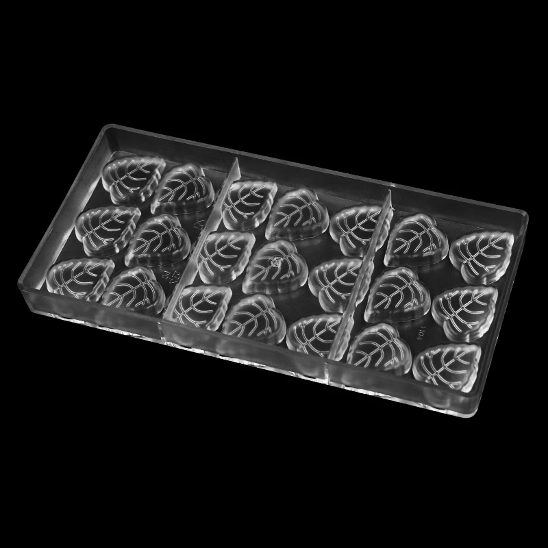 21-Piece Clear Jelly Candy Making Mold Polycarbonate Leaf Chocolate Mould