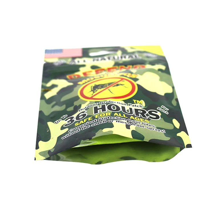 Wholesale customized design 2 pcs/bag natural plant baby mosquito insect repellent stickers patch packaging plastic zipper bags