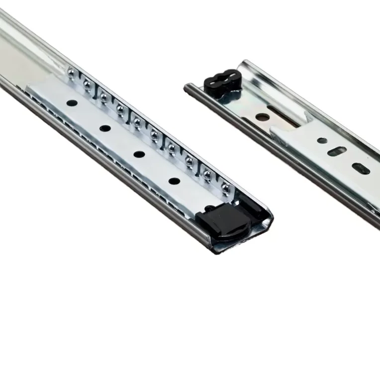 Wardrobe cabinet drawer sliding hardware 2 fold ball bearing drawer guide rails single extension telescopic channels side mount
