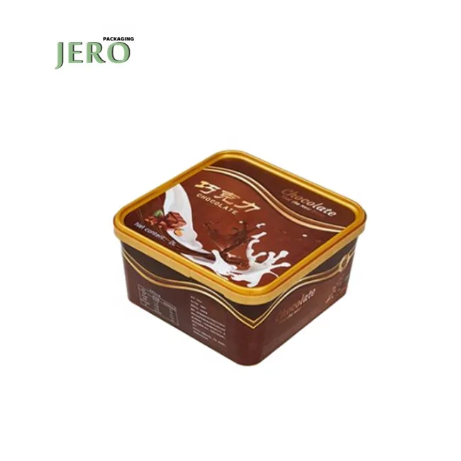 Manufacturer wholesale 1L 1000ml cookie box disposable ice cream tub plastic IML square  ice cream container  with lid