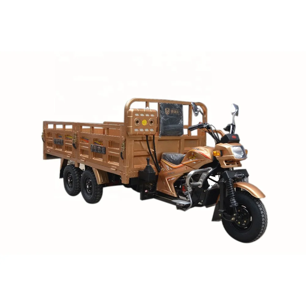 Gas powered farm five wheel cargo tricycle/double rear axle five wheel cargo tricycle with double carriages