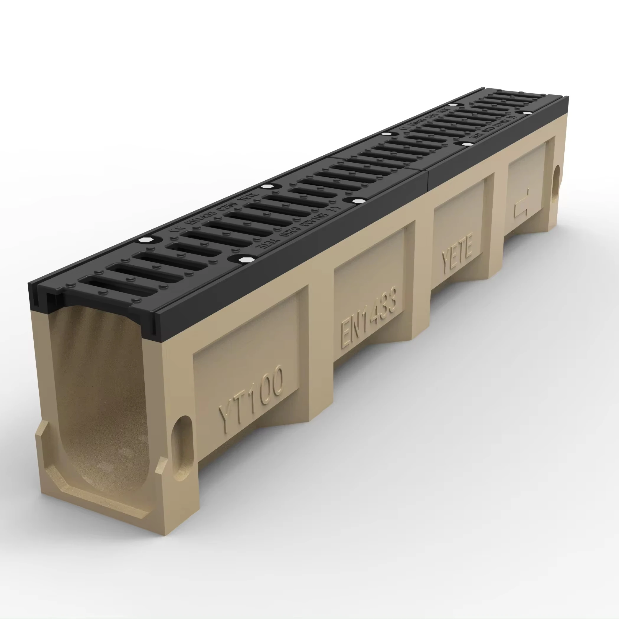 High Stregnth Polymer concrete drain gutter U 300*300MM ductile iron grate precast concrete drainage channels for Driveway