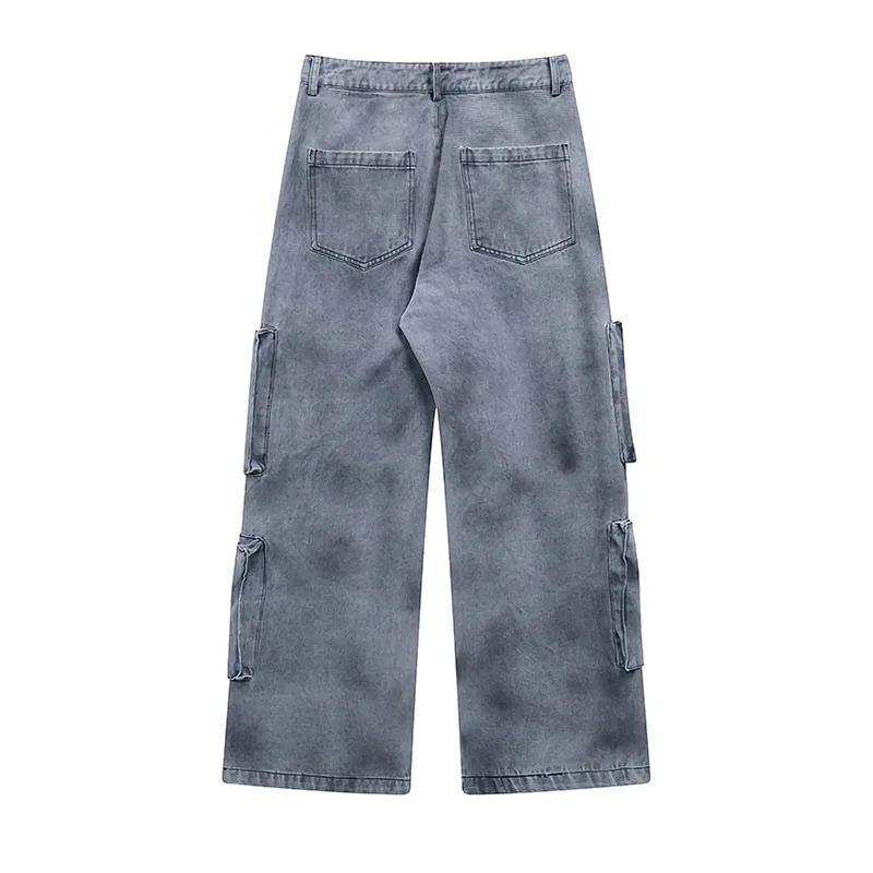 GDTEX ODM OEM custom cargo pants men jeans cargo pocket baggy jeans men multi pocket denim jeans