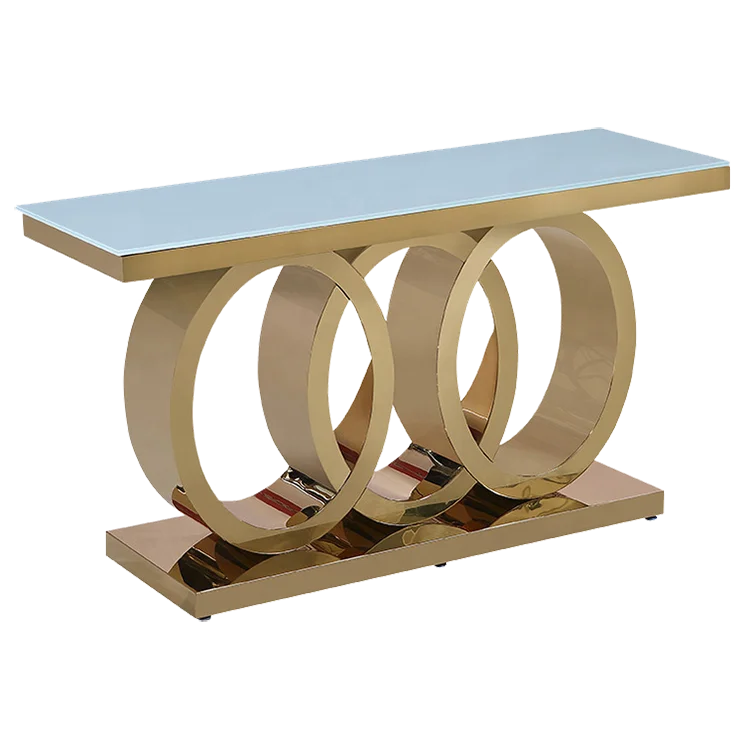 Italian Style Gold Stainless Steel Glass Top Wedding Party Event Dining Family Banquet Table Tables and Chairs