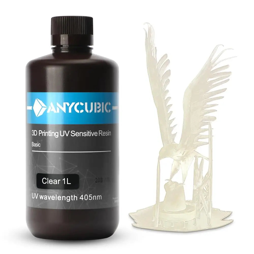 LCD 3D PRINTER UV 405 nm Resin 500ml/1L Black White Color materials from Anycubic