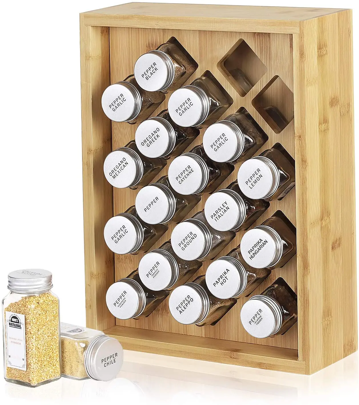 
Bamboo spice rack vanilla spice rack with 20 glass jars 