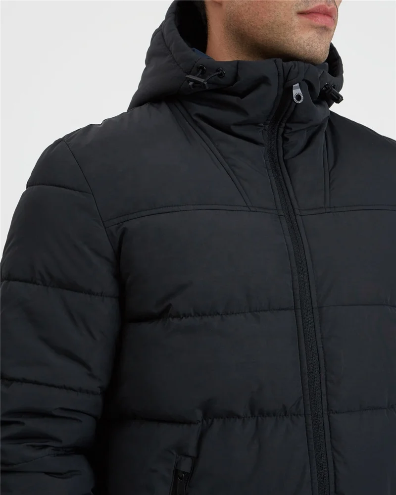 High quality fashion plain black waterproof goose down jacket men