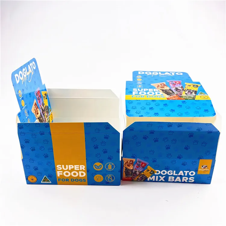 Wholesale Custom Logo Printed Paper Card Candy Jelly Chocolate Bar Snack Baby Food Packaging Retail Counter Paper Display Boxes