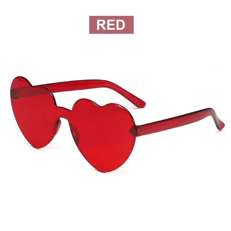 Heart Shaped Sunglasses Transparent Candy Color Heart Frameless Glasses Party Favors