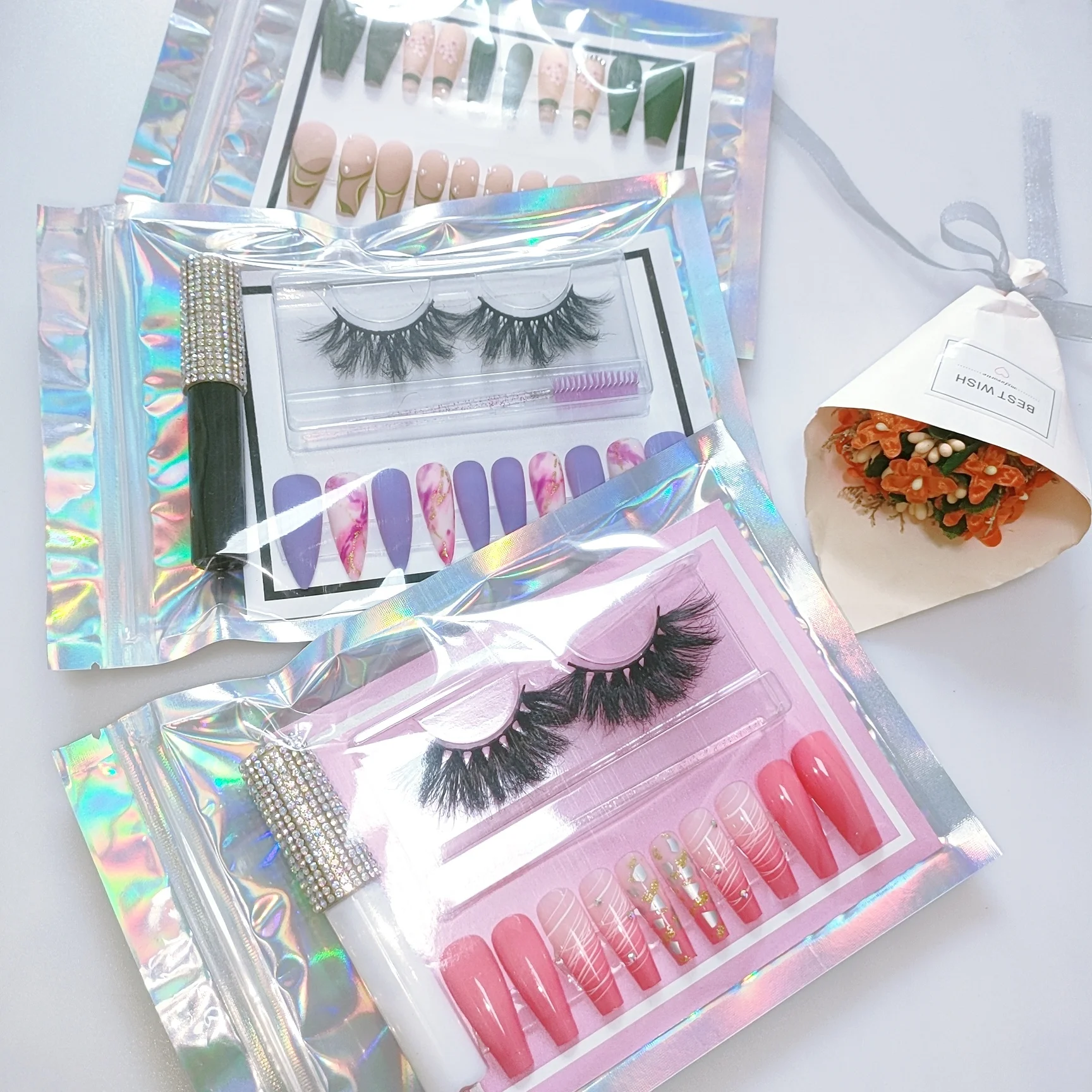 China Professional Manufacture press Nail Boxes wholesale High Quality Press On Nails False nails holographic set