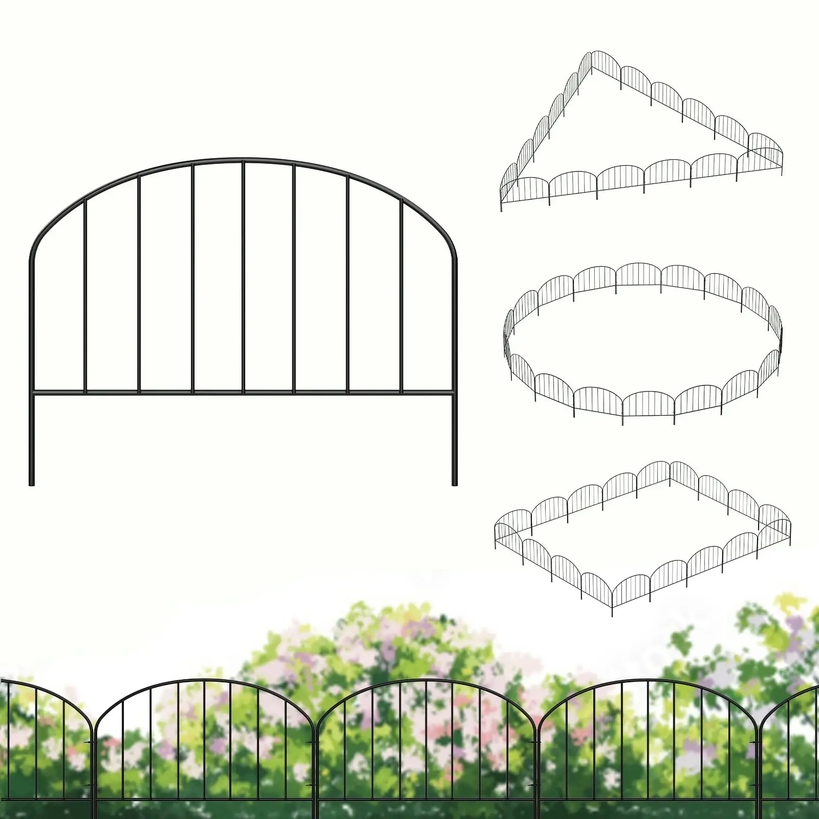 Artistic Yard Divider Screen Hand-Crafted Iron with Abstract Botanical Motifs