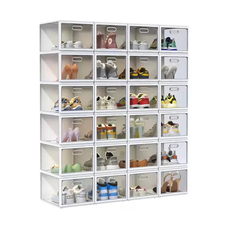Wholesale Folding Shoe Organizers Storage Sneaker Shoe Bins Foldable Plastic Shoe Box