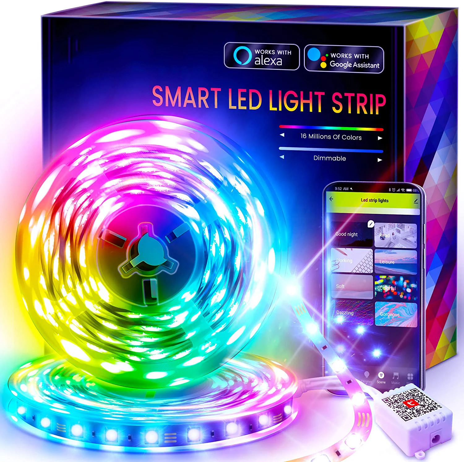 5-метровая Светодиодная лента RGB свет Tuya Smart Phone контроллер Wi-Fi комплект 5050 цветных (RGB) светодиодных лент лампы для гостиной спальня Alexa Magic Home