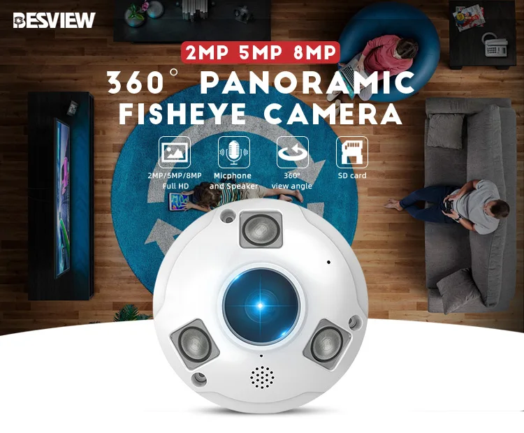 360 Panoramic Wide Angel 360 Full Degree Fisheye 5mp security camera  fisheye camera network camera