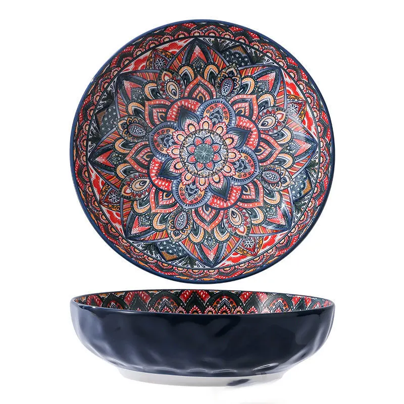 Bohemian Retro Dishes and Bowl Tableware Set Household Baking Tray Assorted Dishes ceramic Bohemian tableware Boiled fish bowl