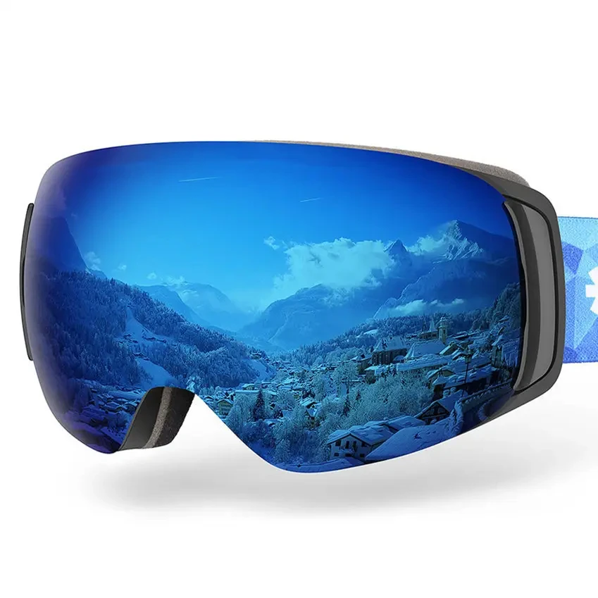 High Quality Outdoor Snow Goggles Custom Ski Goggle Straps Polarized Magnetic Lens Clip Up Snow Ski Goggles