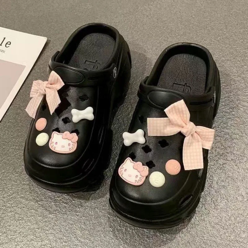 2024 Women Summer Outdoor Garden Shoes Removable Color Contrast Lining Beach Clogs Thick Soled Sandals Slippers EVA Round